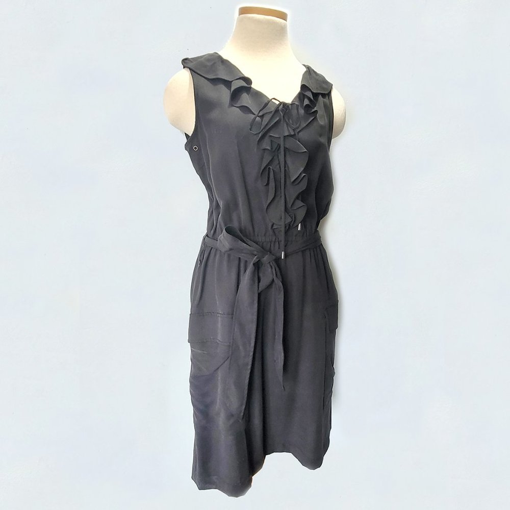 Calvin Klein Women's Ruffle Top Little Black Dress with Pockets Size 8